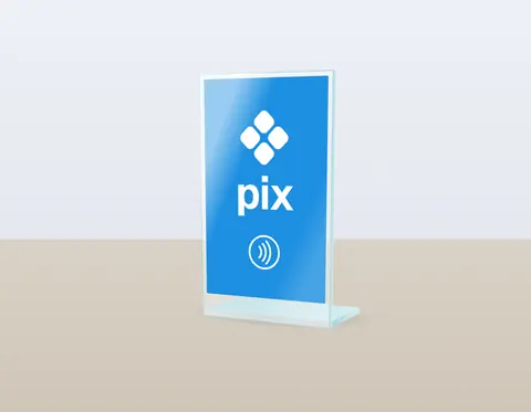 Ilustração da placa NFC em L · Pix azul